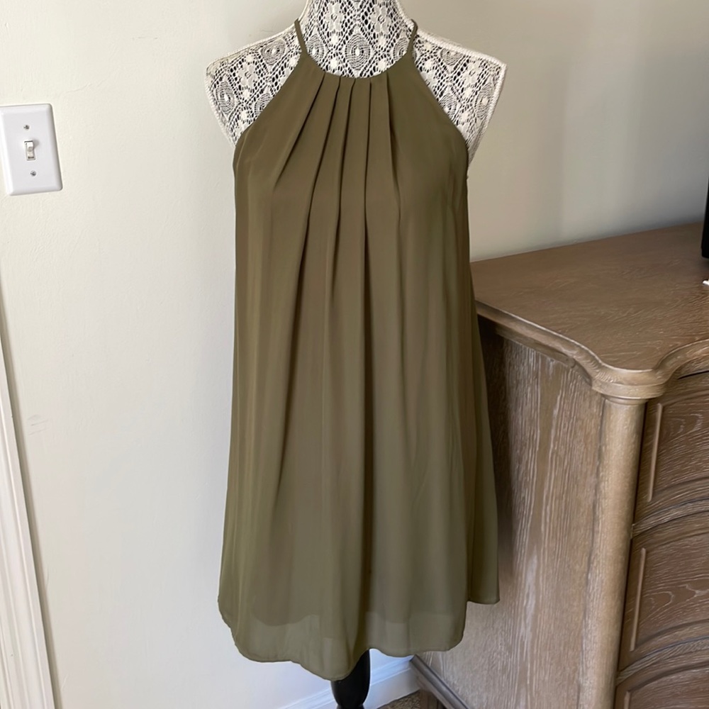 Olive green shift dress